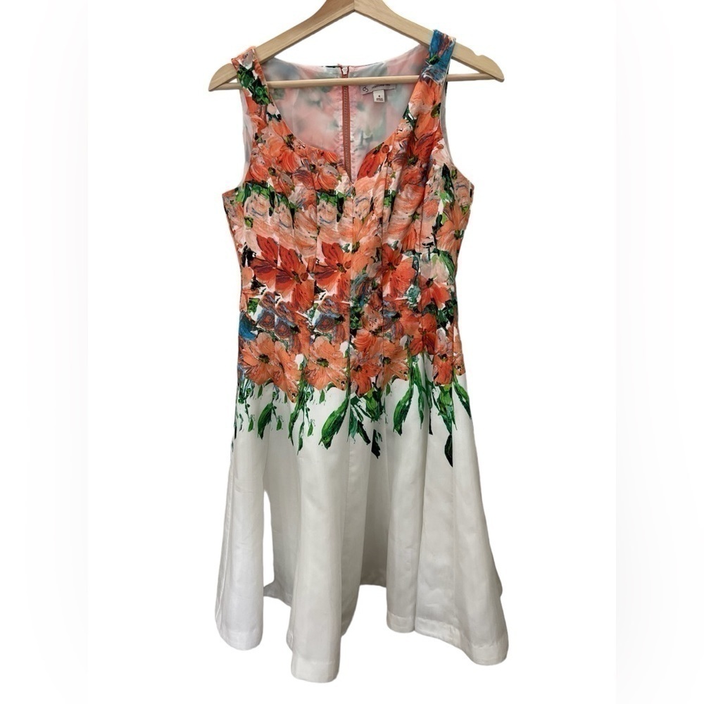 Dress Barn Floral Midi Dress - Pink and White - Picture 2 of 8